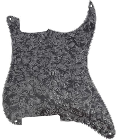 Musiclily 4 Löcher Gitarre Schlagbrett Rohmaterial ST Pickguard für Strat Style E-Gitarre,4 lagig Black Pearl