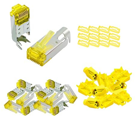 BIGtec RJ45 Netzwerkstecker 25 Stück Hirose TM31 Gelb - Hochgeschwindigkeits-Verbindung für 10G-Ethernet AWG 24-27 - Für CAT 6, 6a, 7 Kabel
