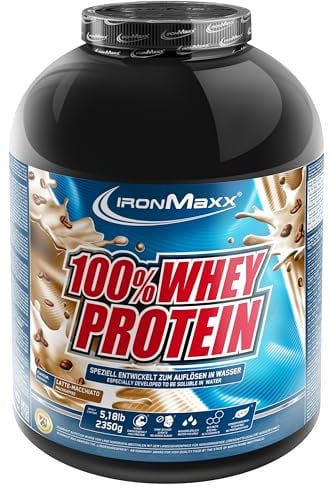 IronMaxx 100% Whey Protein Pulver 2350g - Latte Macchiato | Cremiger Eiweißshake mit BCAAs & EAAs | High Protein, Low Carb & zuckerarm | Ideal für Muskelaufbau, Diät & Fitness Design kann variieren