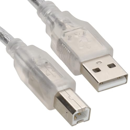 kenable USB 2.0 Printer Cable A to B High Speed Lead 24AWG with Ferrite Core Clear 3m