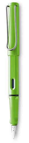 LAMY safari moderner Füllhalter 013 aus robustem Kunststoff in grün mit ergonomischem Griff und Stahlfeder Stichbreite F, inkl. Tintenpatrone LAMY T 10 blau