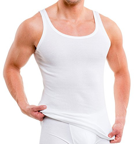 HERMKO 3000 Cannottiera a Coste da Uomo 100% Cotone, Testata tossicologicamente, Canotta Intima Top Sportivo Franco Fabbrica - Confezione da 5 Pezzi, Größe Herren:5 (L), Farbe:Bianco