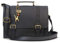 Catwalk Collection Handbags - Damen Leder Messenger Tasche - Arbeitstasche Mittelgroß - Aktentasche für Notizbuch A4 - CANTERBURY - Schwarz