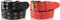SCAMODA Nietengürtel im 2er Set mit Doppel-Lochnieten, Ösen und Dornschließe für Damen und Herren (Schwarz/Rot - 120/BW105 - Br. 3,5cm)