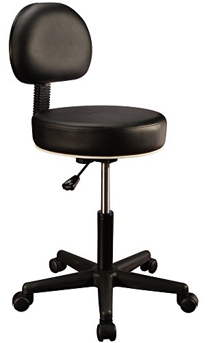 Master Massage Backrest Rollhocker Drehhocker mit Rückenlehne Höhenverstellbar Schwarz