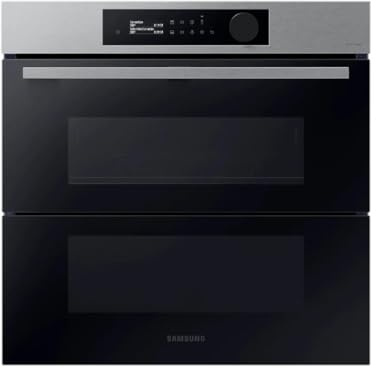 Samsung NV7B5755SBS/U5 Elektroherd, 60 cm, Dampf, Doppeltür, Doppelventilator, 76 l, hydrolytische Reinigung, Multi-Tablett-Kochen, Grill, Wärmewelle, Touch-Steuerung, WLAN, Energieeffizienzklasse A+