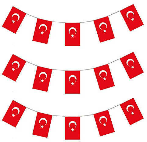 EURO FUSSBALL LÄNDERFLAGGEN + USA =GASTLÄNDER WIMPEL = = VON ILOVEFANCYDRESS®=DIE GIRLANDE IST 10 METER LANG UND JEDE EINZELNE FLAGGE HAT DIE MAßE VON 20X30cm =SUPER FLAGGEN FÜR JEDE ART DER DEKORATION ODER SPORT +FAN/PARTY DEKORATION = ALLE FLAGGENKETTEN SIND AUS PLASTIK = SUPER FÜR AUSSEN DEKORATION UND SIND AUF ANFRAGE AUCH IN GRÖßEREN MENGEN ERHALTBAR==TÜRKEI