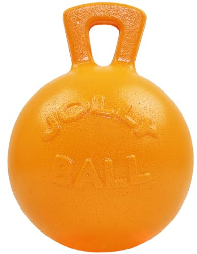 Jolly Pets Tug-n-Toss - Heavy Duty Chew Ball w/ Handle (Orange, 8)