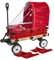millside Industries All Season Convertible Wood Wagon Cart with Flat-Free Tires, Sleigh Runners, Side Pads and Half Canopy with Plastic Cover Shield, Red, 16 x 34