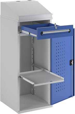 RAU | Industrie-Stehpult | mit 1 Schublade über dem Schrank | Breite 450 mm | lichtgrau/enzianblau