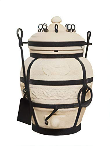 Amfora Sarmat Hunter Barbecue Grill, Wood Fueled, 49 cm Diameter, 5 kg, Beige, Includes Lid, 8 Skewers, 1 Fire Hook, 1 Shovel, 1 Grate, 1 Dust- and Waterproof Case