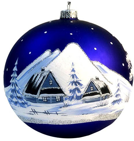 Weihnachtskugel Christbaumkugel 15 cm Celebration Edition 20 Winterlandschaft Blau Silber weiß