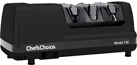 Chef'sChoice 130 - Affilacoltelli elettrico professionale per coltelli dritti e seghettati, con abrasivi diamantati, prodotto in USA, 3 fasi, colore: nero