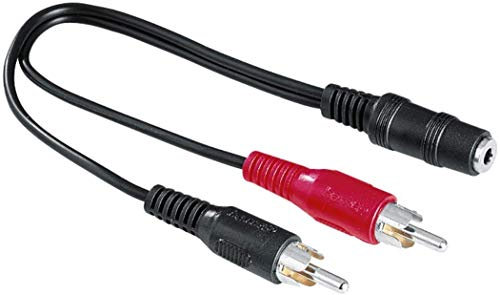 Hama Adaptateur audio (2 fiches mâles RCA - fiche femelle jack 3,5 mm, stéréo, 10 cm) Noir/Rouge