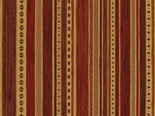 RaumTraum Landhaus Möbelstoff Kitzbühel Farbe 20 (rot, gelb, braun) - modernes Chenille-Flachgewebe (Gemustert, gestreift) Polsterstoff, Stoff, Bezugsstoff, Eckbank, Couch, Sessel, Hussen, Kissen