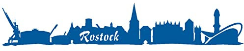 Samunshi® Wandtattoo Rostock Skyline Wandaufkleber Wandsticker viele Farben und Größen sofort lieferbar 190 x 34cm enzian