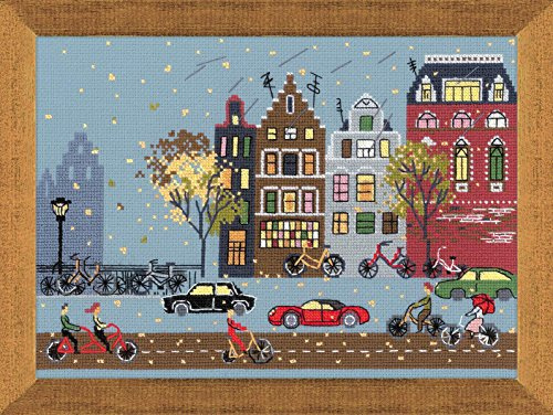 Riolis Kreuzstich-Set Fahrradweg, Baumwolle, Mehrfarbig, 30 x 21 x 0.1 cm