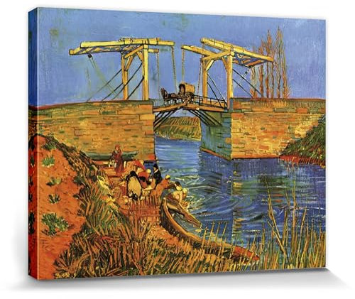 1art1 Vincent Van Gogh Poster Die Brücke Von Langlois Bei Arles Mit Wäscherinnen, 1888, Detail Bilder Leinwand-Bild Auf Keilrahmen | XXL-Wandbild Poster Kunstdruck Als Leinwandbild 50x40 cm