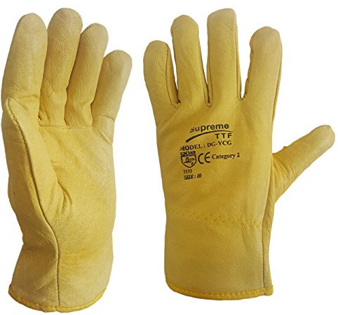 5 PAIRS Driver Gloves Fleece Cotton Lined Leather Lorry Drivers WORK Gloves - L