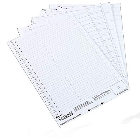 Rexel Crystalfile Printable Card Inserts (1 x Pack of 50 Tab Inserts) for Suspension Files