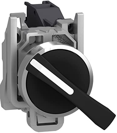 Schneider Electric Harmony XB4 - Selector Switch, Metal, 2 Positions, Stays Put, Long handle, 1NO, 22 mm Mount, XB4BJ21, Black