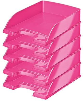 Leitz Briefkorb, A4, 5er Pack, Pink, WOW-Serie, 52263023