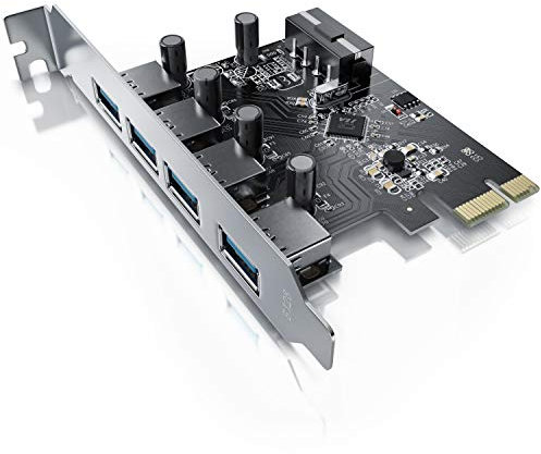 CSL - USB 3.0 Carte contrôleur PCI Express 4 Ports Super Speed - Carte Interface USB 3.0 - Nouveau modèle Nouveau Pilote - HUB USB Interne - Compatible Windows 10