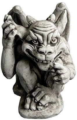 gartendekoparadies.de Torwächter Gargoyle, Steinfigur, H. 38 cm, 25 kg, Grau, frostsicher aus Steinguss für Außenbereich