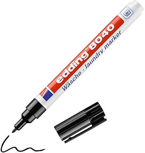 edding 8040 Wäschemarker - schwarz - 1 Stift - Rundspitze 1 mm - Textilstift waschmaschinenfest (95° C) zur Beschriftung von Kleidung - Textilmarker
