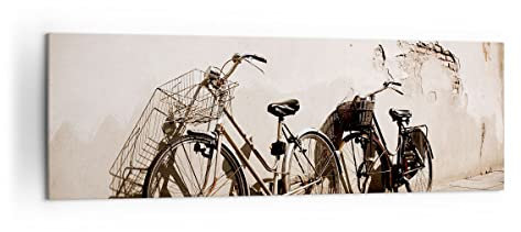 Panorama Bilder auf Leinwand 160x50cm Leinwandbild Fahrrad Ziegel Stadt Italien Groß XXL Wanddeko Bild Schlafzimmer Wandbilder Dekoration Wohnzimmer Wall Decor Canvas Wand Kunstdruck Art AB160x50-2162