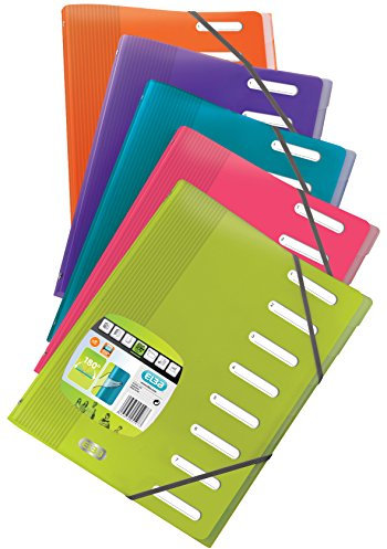 ELBA 400010367 Ordnungsmappe School Life aus Kunststoff 12er Pack A4 Eckspanner mit 8 Fächern farbig sortiert - Profesionelle Projektorganisation auf dem Schreibtisch und in der Schule