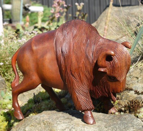 Bison Holz Tier großer Büffel Stier Wisent Bulle Kuh