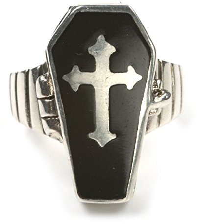Drachensilber Sarg Ring mit Fach Giftring Gothic Schmuck 925 Silber Größe 68