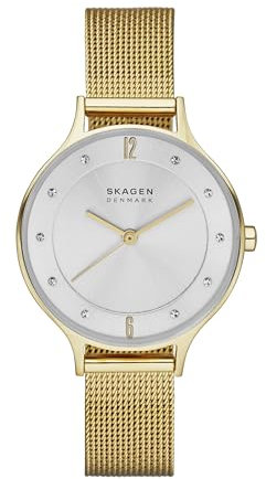 SKAGEN Damen-Armbanduhr 30MM Armband Edelstahl Gold + GEHÄUSE Quarz SKW2150