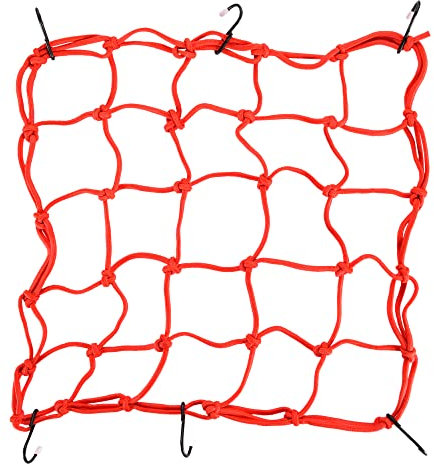 GOOFIT 15 * 15 Pouce Filet à Bagages 38 * 38cm Filet de Transport Rouge Remplacement pour Moto ATV Quad Pit Dirt Bike Go Kart