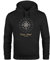Neverless Hoodie Herren Kompass Windrose Navigator Segeln Kapuzenpullover Sweater Männer schwarz L