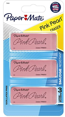 Pink Pearl Eraser, Large, 3/Pack