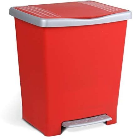 Tatay Cubo de Pedal Millenium, 23L de Capacidad, Apertura a Pedal, de Polipropileno, Libre de BPA, Bolsa Basura 30L. Color Rojo, 33,5 x 30 x 39 cm