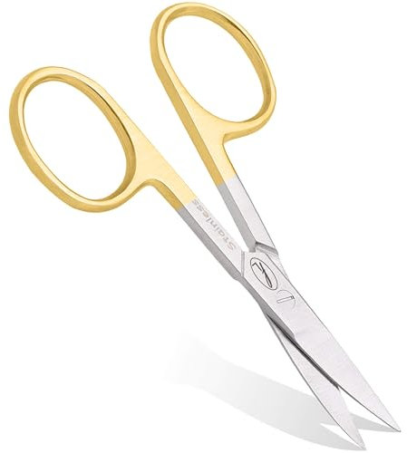 Fine Lines - Thick Nail Scissors - Stainless Steel Curved Scissor for Women & Men - Gold Manicure Scissors for Nails, Cuticle & Hair Trimming - Suitable for Manicure, Pedicure, Hair & Beard Grooming