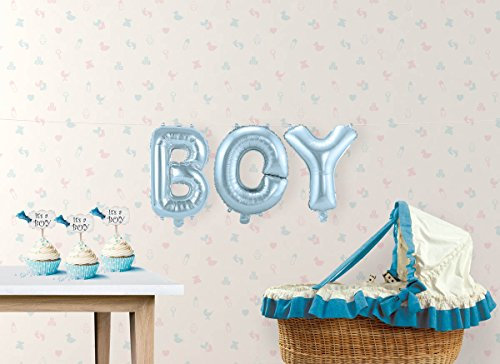 Buchstaben-Girlande Folienballons Boy - Hellblau - H: 36 cm