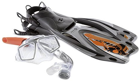 Aqua Lung Sport Proflex Pro ADJ Maske/Schnorchel und Fin Set S Silber/Orange