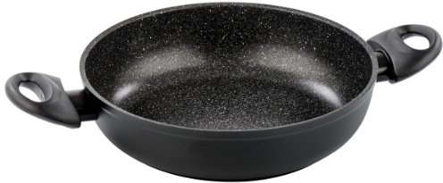 Barazzoni Granitica Tegame/Casseruola Bassa Linea Effetto Pietra in Alluminio Rivestito in Marmotech, Ø 24 cm, 2.3 Litri, Nero Puntinato