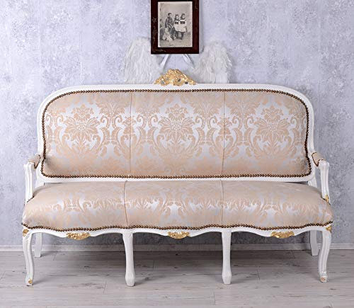 Französische Recamiere Sofa Salonsofa Weiss Sitzbank Holz 162cm cat361d27 Palazzo Exclusiv