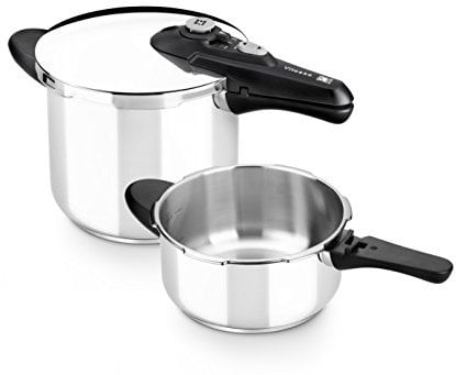 BRA Vitesse - Set duo ollas a presión, Metal, Plata, 4 y 7 litros.Aptas para todo tipo de cocinas,incluída inducción.