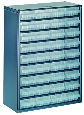 raaco Kleinteilemagazin C9-36 mit 36 Schubladen, Tragkraft 30 kg, 15 x 30.6 x 41.7 cm, geeignet für Wandmontage, Schraubenregal für Kleinteile für Werkstatt Ordnungssystem