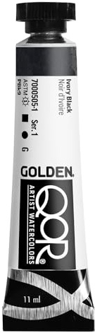 GOLDEN QoR Artist Watercolors, Ivory Black, 11 ml Tube