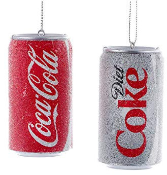 Kurt S. Adler Coca-Cola Dosenornamente, Kunststoff, Glitzernd, 11,4 cm, 2 Stück, Weihnachten