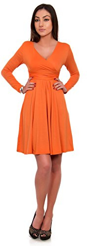 FUTURO FASHION Classic & Sensible Women's Dress V-Neck Long Sleeve Empire Y8467