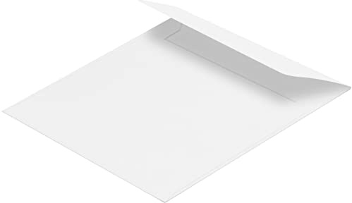 100 Stück, Transparente Briefumschläge, 150 x 150 mm, Haftklebung mit Abziehstreifen, Gerade Klappe, 90 g/qm Offset, Ohne Fenster, Weiß (Transparent-Weiß), Blanke Briefhüllen