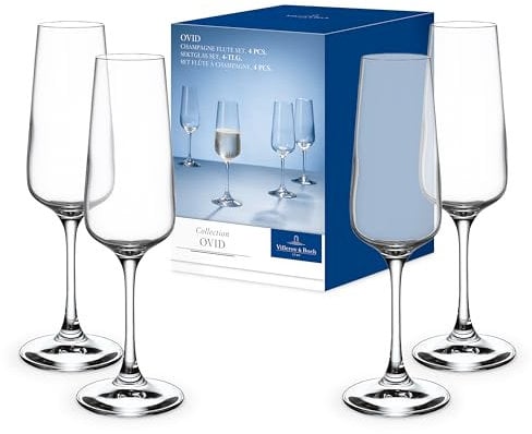 Villeroy & Boch – Ovid Sektglas Set 4 Teilig, Spülmaschinenfest, Sektgläser Set 4 Stück, Für Sekt, Schaumwein, Prosecco Und Champagner, Sektflöte, Kristallglas